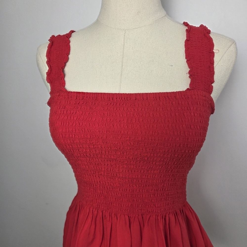 Elodie Red Smocked Peplum Tank Top - Picture 3 of 12